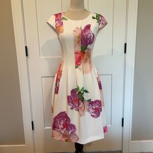 Calvin Klein Cap-Sleeve Fit & Flare Dress. Size 2.